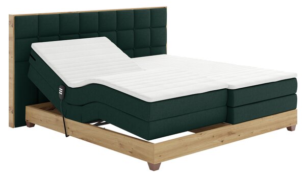 KONDELA Elektrická polohovací postel, boxspring, zelená/dub artisan, 160x200, TIANA