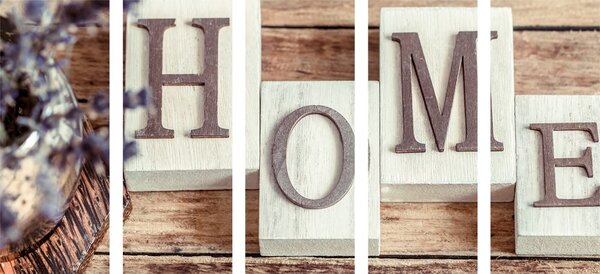 5-dílný obraz písmenka Home