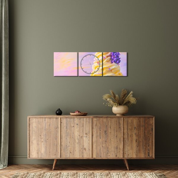 Obraz - Zmrzlina s levandulí (s hodinami) (90x30 cm)