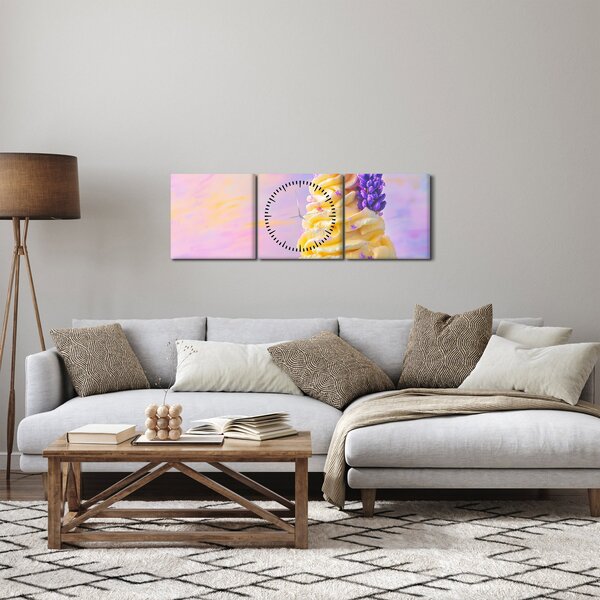 Obraz - Zmrzlina s levandulí (s hodinami) (90x30 cm)