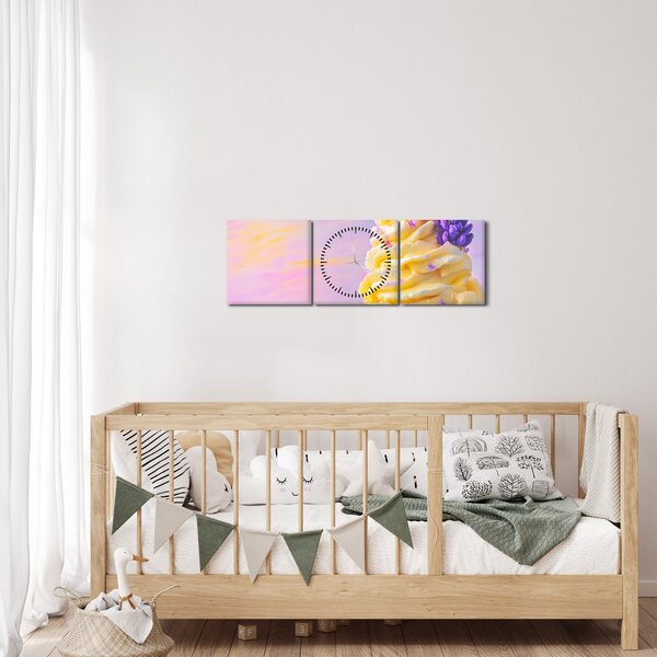 Obraz - Zmrzlina s levandulí (s hodinami) (90x30 cm)