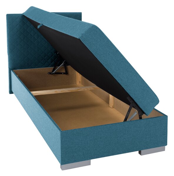 KONDELA Boxspringová postel, jednolůžko, azúrová, 90x200, univerzální, ADARA