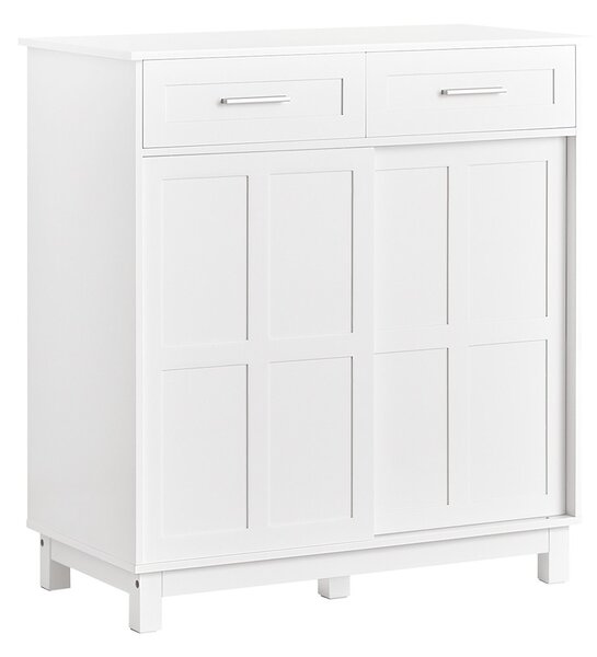 Sobuy Fsb84-W Kuchyňská Skříňka Příborník S Posuvnými Dvířky Úložná Skříň Bílá 80X85X40Cm