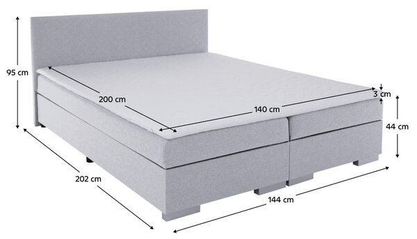 KONDELA Boxspringová postel, světle šedá, 140x200, ADARA