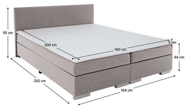 KONDELA Boxspringová postel, šedohnědá Taupe, 160x200, ADARA