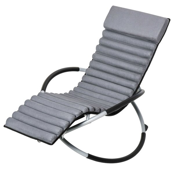 Ergonomické houpací křeslo Outsunny 2v1 - Zahradní křeslo s naší houpací slunečními lehátko z kovu a textilenu, kulaté tmavě šedé | Aosom