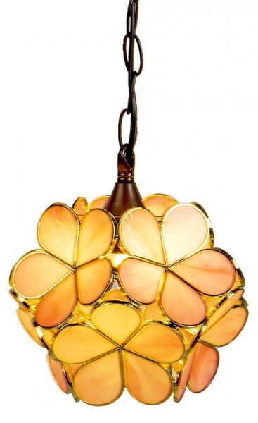 Závěsné žluté světlo Tiffany Bloom – 21x21x17/90 cm