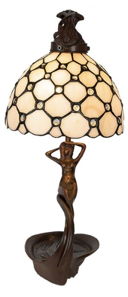 Krémová stolní lampa Tiffany Trees – 28x20x41 cm