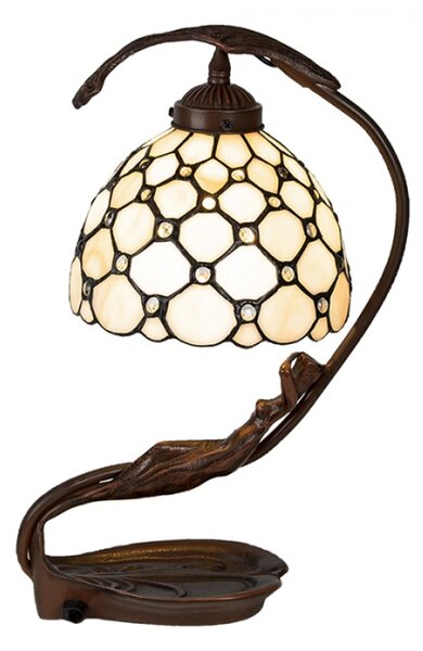 Krémová stolní lampa Tiffany Trees – 28x20x41 cm