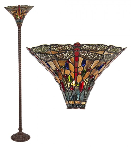 Stojací lampa Tiffany Dragonfly – 38x186 cm