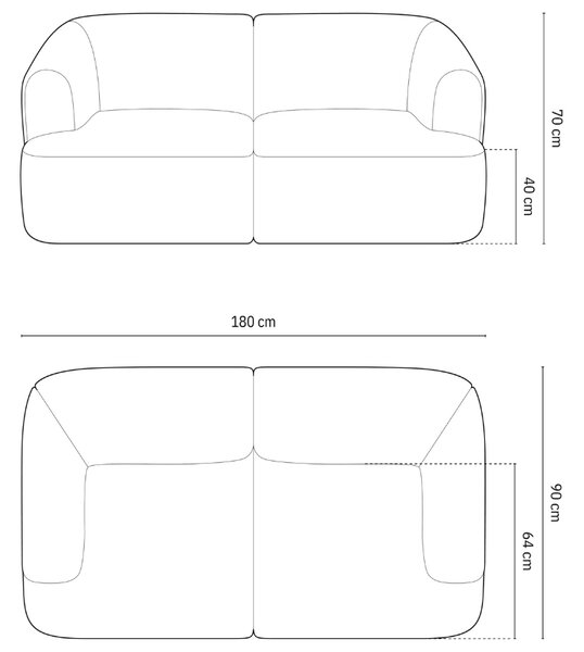 -25 % Dny MOMENTI– Cosmopolitan Design Světle béžová sametová dvoumístná pohovka Campi 180 cm