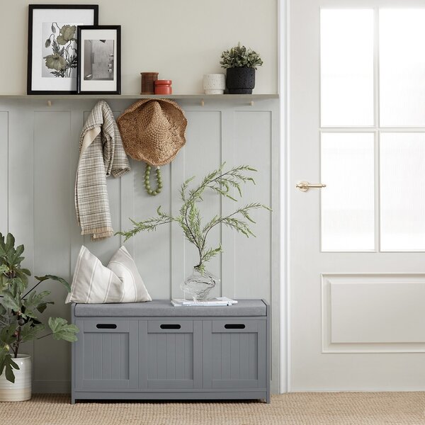 Sobuy Fsr80-Sg Lavice S Úložným Prostorem Lavice Na Boty Šedá 90X45X35Cm