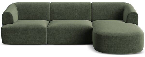 -25 % Dny MOMENTI– Cosmopolitan Design Zelená sametová rohová pohovka Campi 256 cm, pravá
