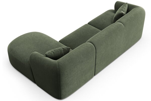-25 % Dny MOMENTI– Cosmopolitan Design Zelená sametová rohová pohovka Campi 256 cm, pravá