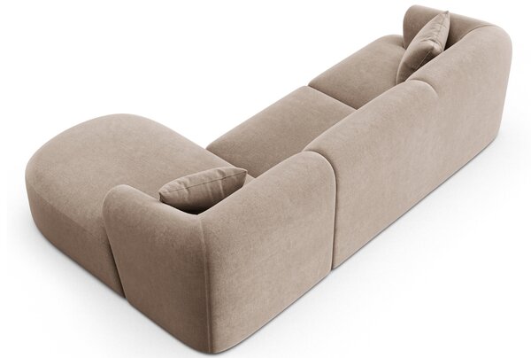 -25 % Dny MOMENTI– Cosmopolitan Design Béžová sametová rohová pohovka Campi 256 cm, pravá