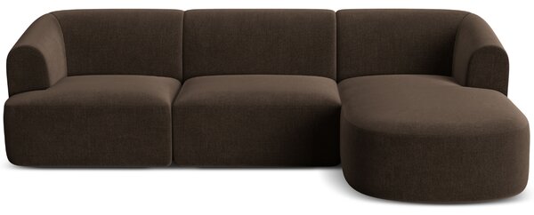 -25 % Dny MOMENTI– Cosmopolitan Design Tmavě hnědá sametová rohová pohovka Campi 256 cm, pravá