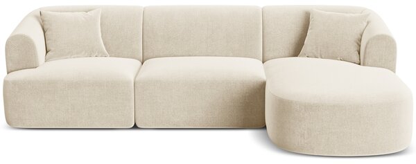 -25 % Dny MOMENTI– Cosmopolitan Design Světle béžová sametová rohová pohovka Campi 256 cm, pravá