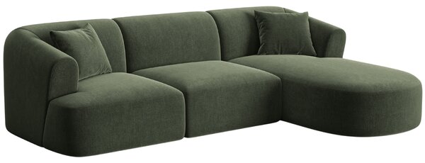 -25 % Dny MOMENTI– Cosmopolitan Design Zelená sametová rohová pohovka Campi 256 cm, pravá