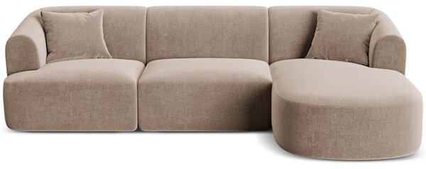 -25 % Dny MOMENTI– Cosmopolitan Design Béžová sametová rohová pohovka Campi 256 cm, pravá