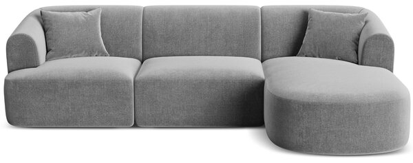 -25 % Dny MOMENTI– Cosmopolitan Design Šedá sametová rohová pohovka Campi 256 cm, pravá