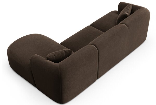 -25 % Dny MOMENTI– Cosmopolitan Design Tmavě hnědá sametová rohová pohovka Campi 256 cm, pravá