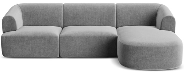 -25 % Dny MOMENTI– Cosmopolitan Design Šedá sametová rohová pohovka Campi 256 cm, pravá