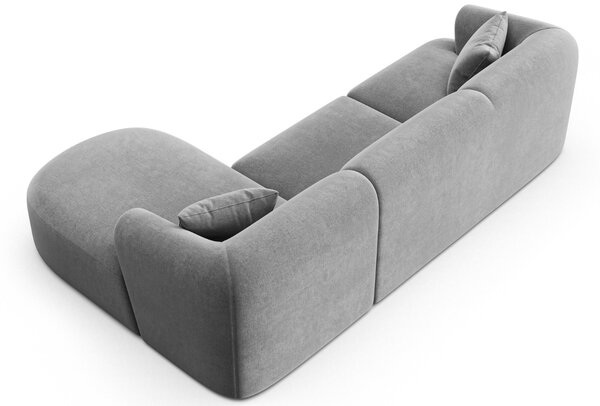 -25 % Dny MOMENTI– Cosmopolitan Design Šedá sametová rohová pohovka Campi 256 cm, pravá