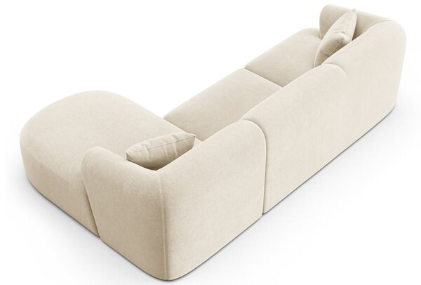 -25 % Dny MOMENTI– Cosmopolitan Design Světle béžová sametová rohová pohovka Campi 256 cm, pravá