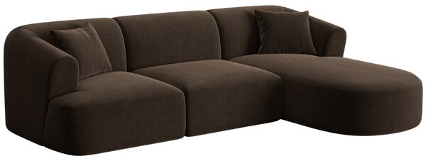 -25 % Dny MOMENTI– Cosmopolitan Design Tmavě hnědá sametová rohová pohovka Campi 256 cm, pravá