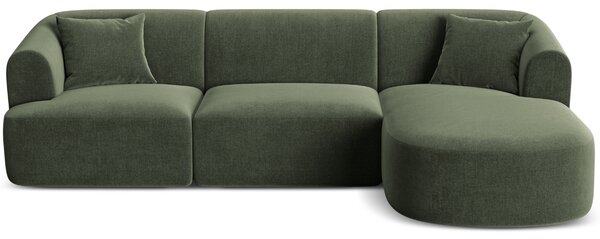 -25 % Dny MOMENTI– Cosmopolitan Design Zelená sametová rohová pohovka Campi 256 cm, pravá
