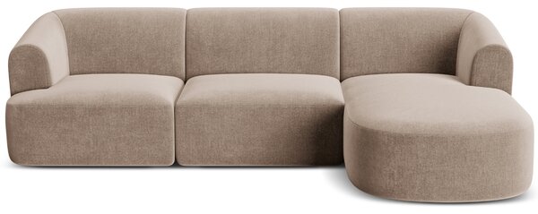-25 % Dny MOMENTI– Cosmopolitan Design Béžová sametová rohová pohovka Campi 256 cm, pravá