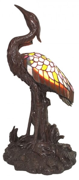 Vitrážová stolní lampa Tiffany Pélican – 21x21x53 cm
