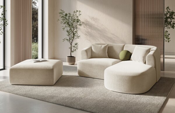 -25 % Dny MOMENTI– Cosmopolitan Design Světle béžová sametová podnožka Campi 90 x 90 cm