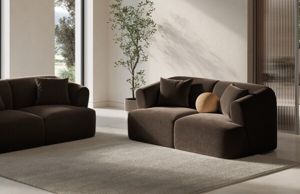 -25 % Dny MOMENTI– Cosmopolitan Design Tmavě hnědá sametová dvoumístná pohovka Campi 180 cm