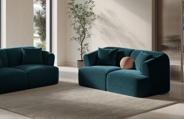 -25 % Dny MOMENTI– Cosmopolitan Design Petrolejově modrá sametová dvoumístná pohovka Campi 180 cm