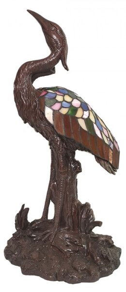 Vitrážová stolní lampa Tiffany Pélican – 21x21x53 cm