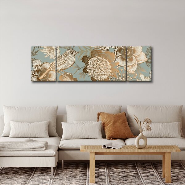 Obraz - Zahrada s ptáčkem (170x50 cm)