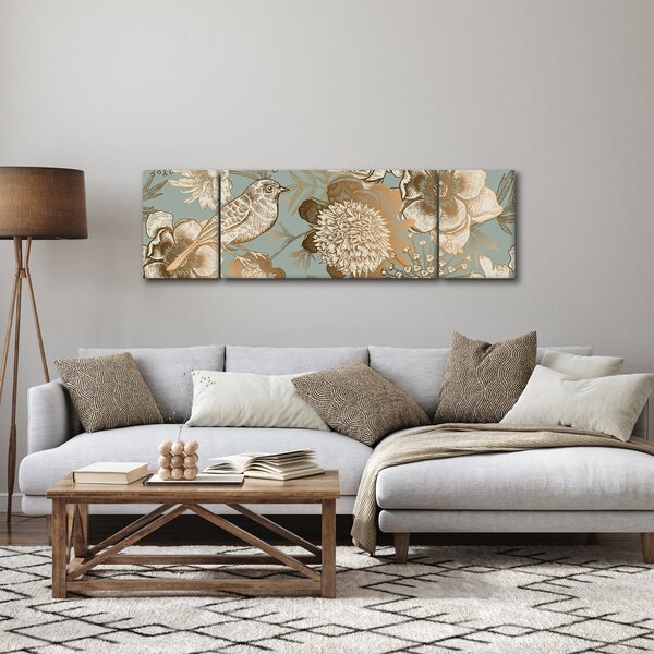 Obraz - Zahrada s ptáčkem (170x50 cm)