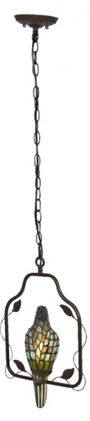 Závěsné vitrážové světlo Tiffany v designu papouška – 40x26x86 cm
