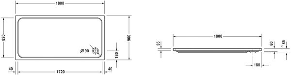 Duravit D-Code obdélníková sprchová vanička 180x90 cm bílá 720165000000000