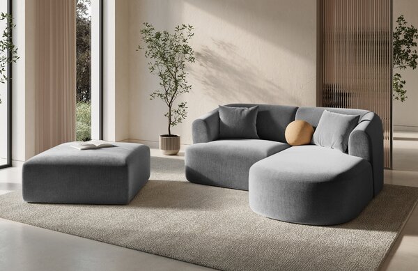 -25 % Dny MOMENTI– Cosmopolitan Design Šedá sametová podnožka Campi 90 x 90 cm