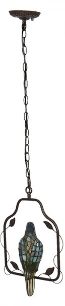 Závěsné vitrážové světlo Tiffany v designu papouška – 40x26x86 cm