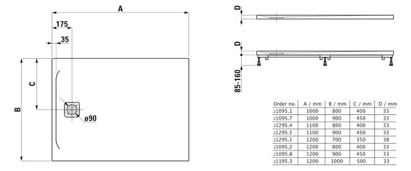 Laufen Pro obdélníková sprchová vanička 120x80 cm betonová H2109520790001