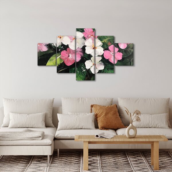 Obraz - Růžové a bílé květy (125x70 cm)