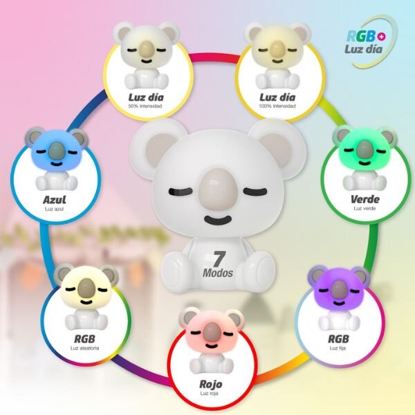Noční světlo koala 25cm GSC, denní + RGB, nabíjecí dětská lampička, 3 roky záruka