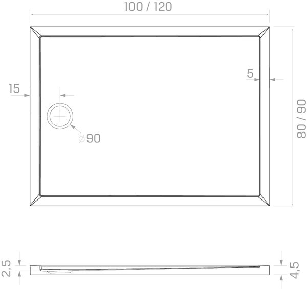 New Trendy New Cantare obdélníková sprchová vanička 100x80 cm bílá B-0424