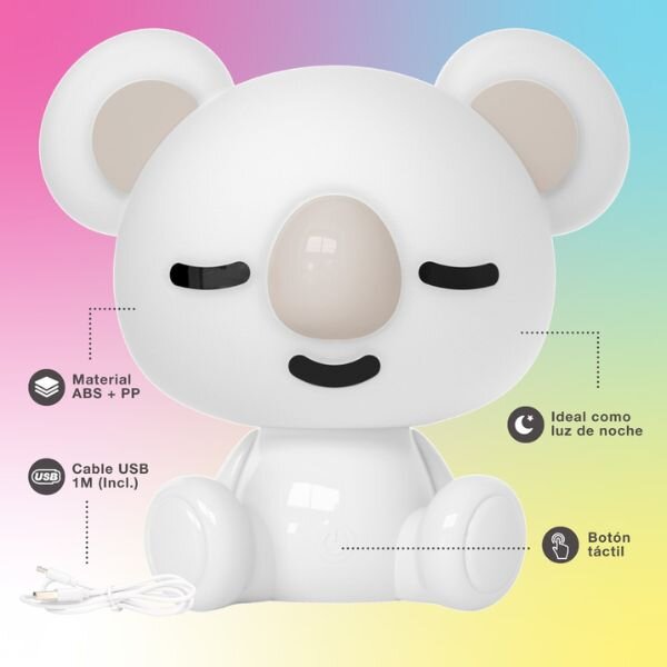 Noční světlo koala 25cm GSC, denní + RGB, nabíjecí dětská lampička, 3 roky záruka