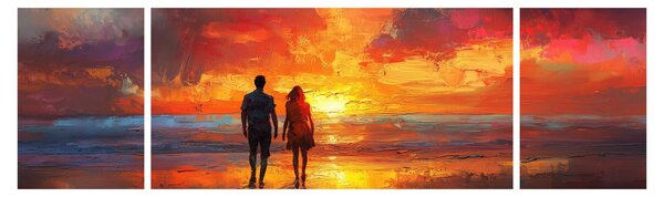 Obraz - Procházka na pláži (170x50 cm)