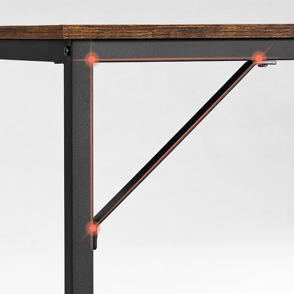 Psací stůl s kovovým rámem, malý kancelářský stůl, 140 cm, rustikální hnědý