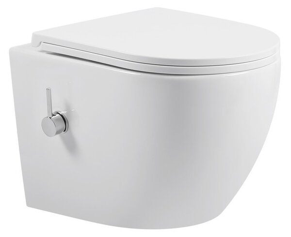 Erga Lily, závěsná WC mísa s funkcí bidetu + toaletní sedátko, bílá lesklá, ERG-V03-LILY-RIM-BID-WH